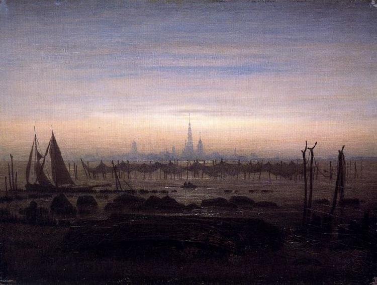 Caspar David Friedrich Greifswald w swietle ksiezyca oil painting image